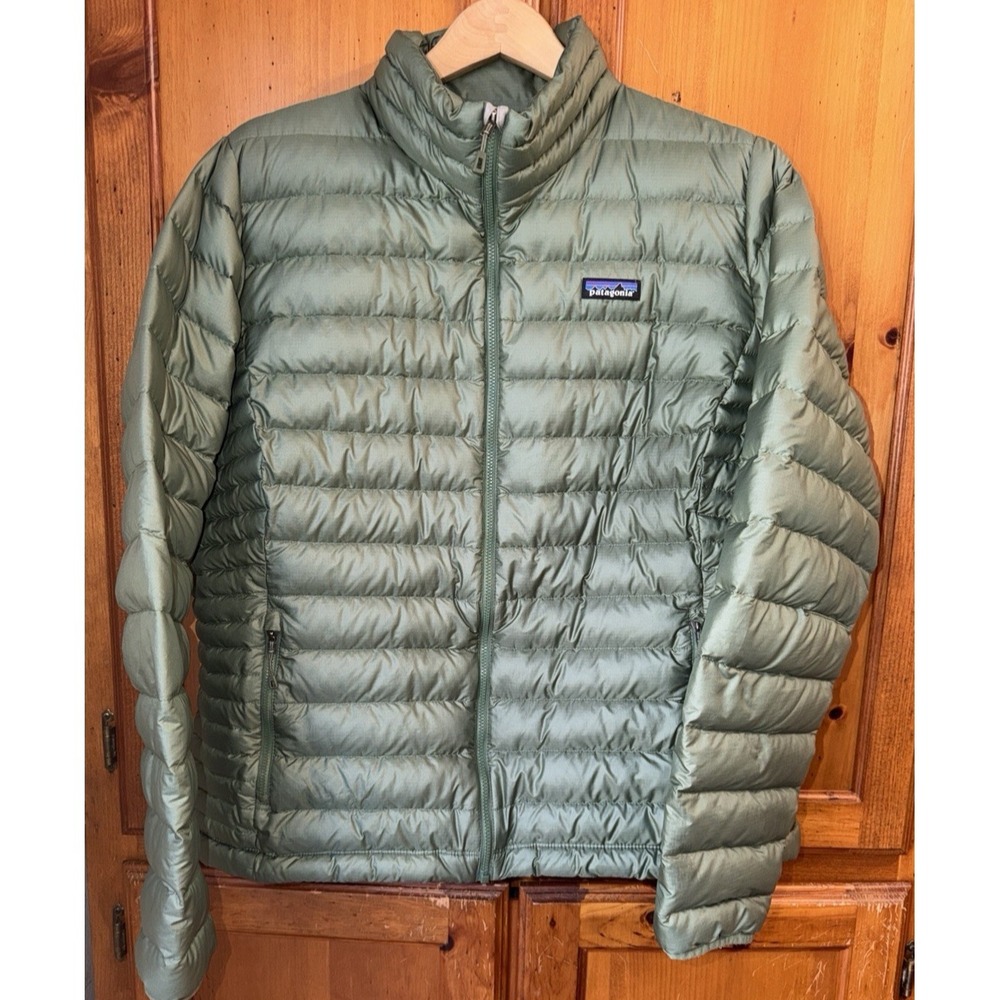 Patagonia Women's XXL Down Sweater Puffer Jacket 84683 Green Quilted Collared